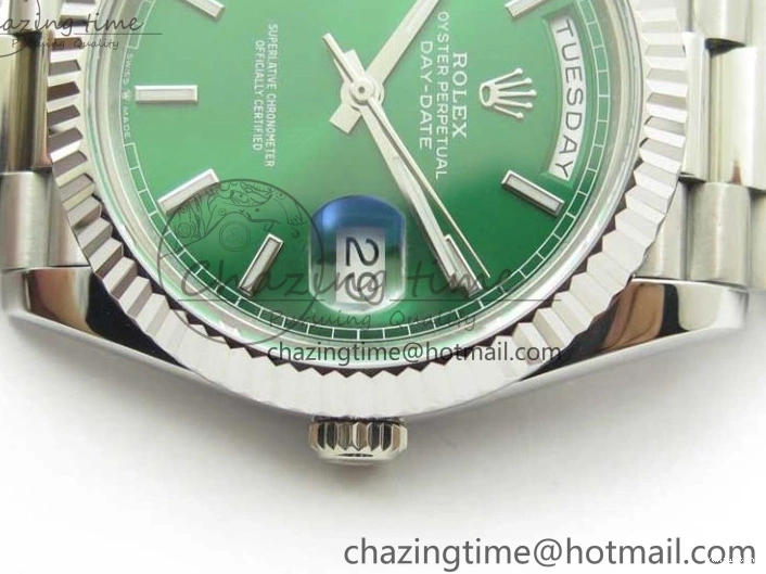 on SS SS Dial Day-Date Dial Green 904 New Markers Bracelet A2836 228239 Version BP 40mm President Stick 0313